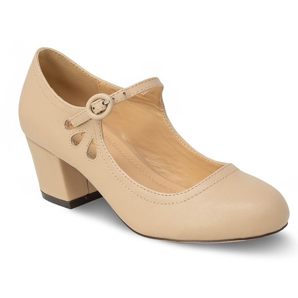 Chase & Chloe Kimmy-21 Women's Round Toe Pierced Mid Heel Mary Jane Styl… - Picture 2 of 3